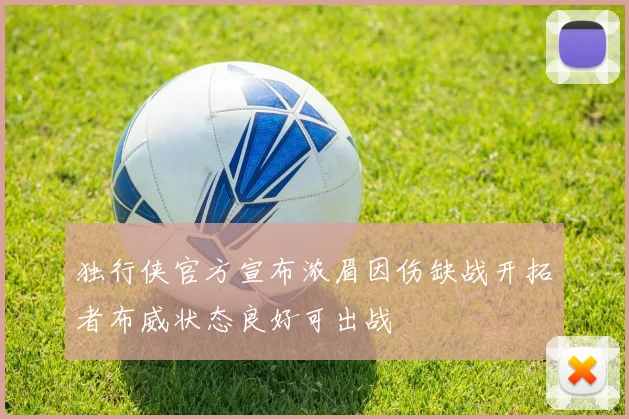 独行侠官方宣布浓眉因伤缺战开拓者布威状态良好可出战